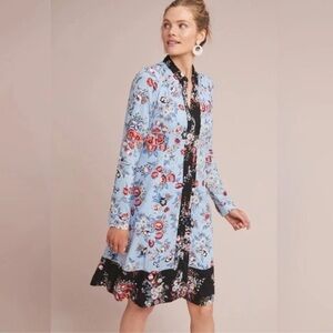 Anthropologie Maeve Floral Long Sleeve Midi Dress
